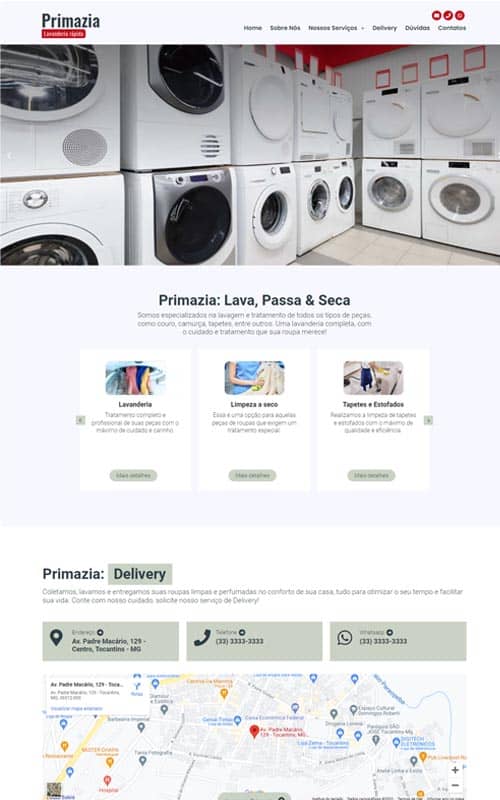 Modelo de Site para Lavanderias, empresas de limpeza de roupas e lavagem a seco