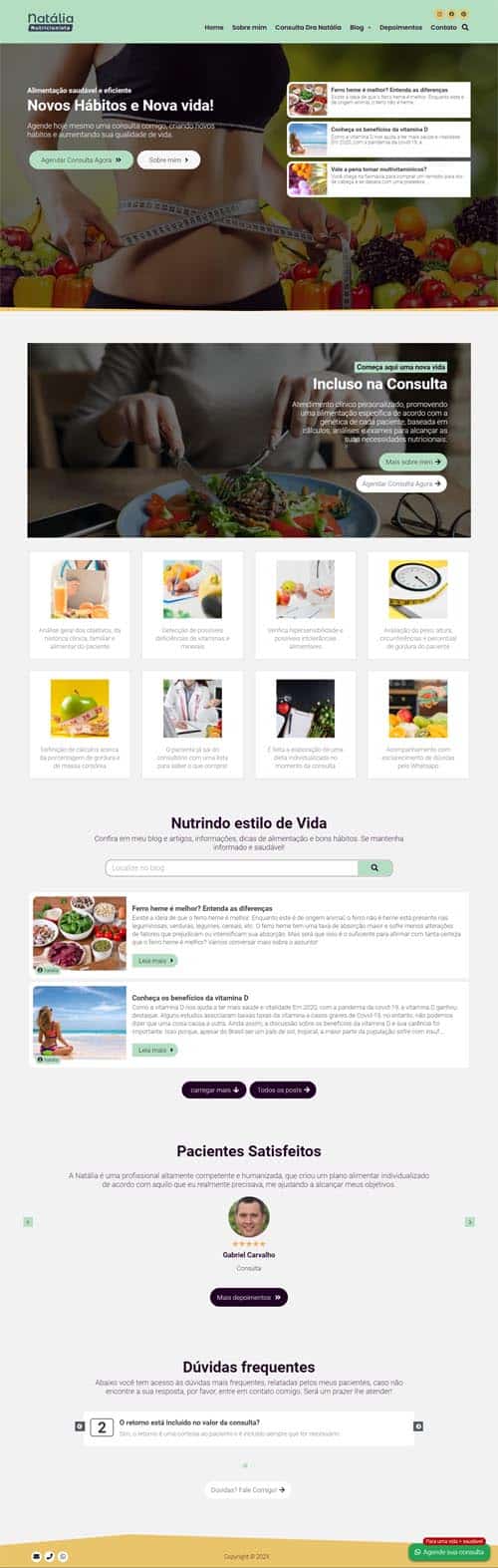 Modelo de site para Nutricionistas e Clínica ou Consultório de Nutrição