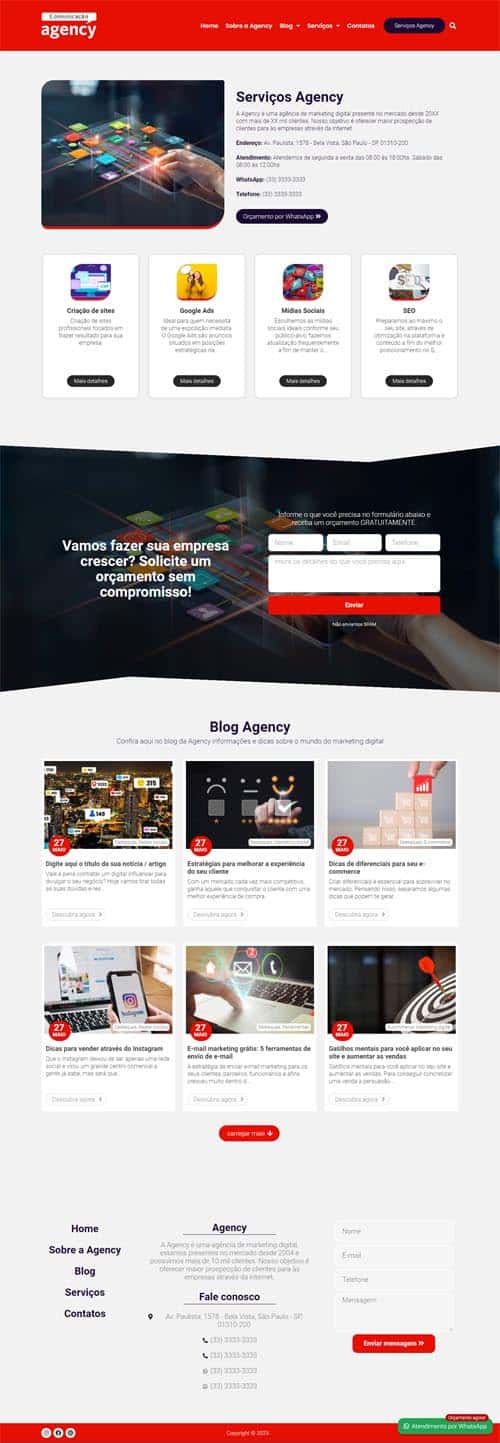 Modelo de site com Blog para agências de marketing digital e de publicidade